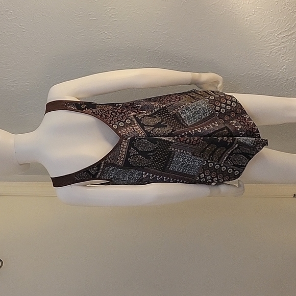 WRANGLER Faux Suede Floral Handkerchief Lace-up Sleeveless Slip Western Top - Picture 6 of 9